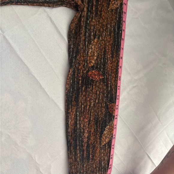 Notations Brown Leaf Pattern Cardigan - Picture 5 of 5